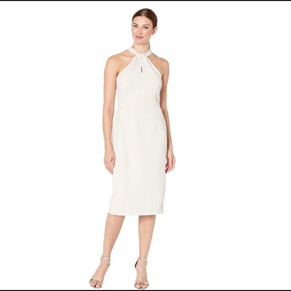 London Times White CHAMPAGNE Glitter Halter Dress